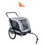 Dvipaskirtis Vežimėlis-Priekaba Šunims iki 80 kg (Balta)