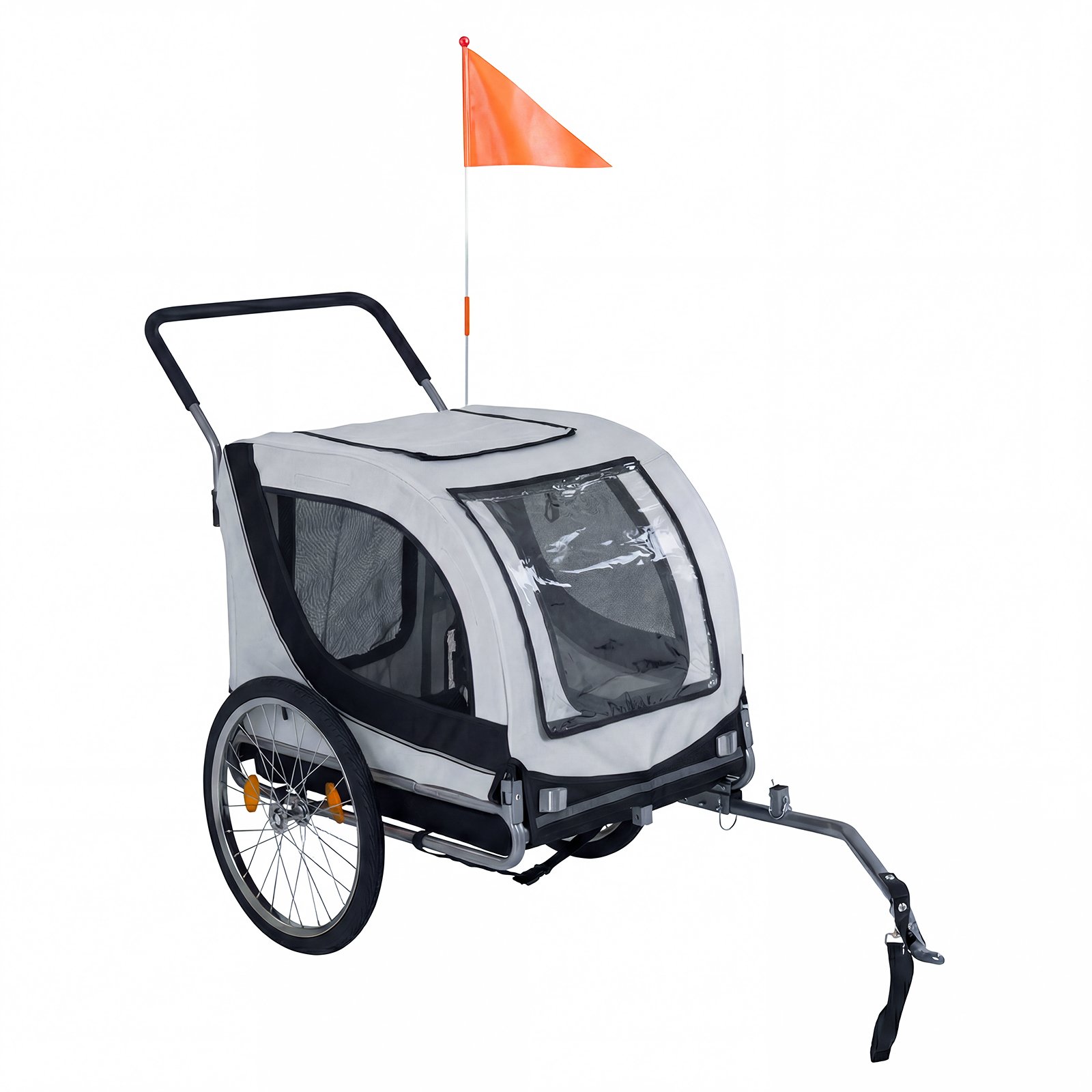 Dvipaskirtis Vežimėlis-Priekaba Šunims iki 80 kg (Balta)