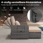 Dvivietė polirataninė sofa-lova su reguliuojama atrama nugarai ir išskleidžiamais šoniniais staliukais (Smėlio) – Paveikslėlis 3