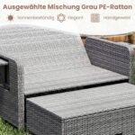 Dvivietė polirataninė sofa-lova su reguliuojama atrama nugarai ir išskleidžiamais šoniniais staliukais (Smėlio) – Paveikslėlis 4