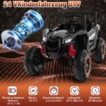 Dvivietis 24V elektromobilis vaikams su nuotolinio valdymo pultu (Juoda) – Paveikslėlis 5