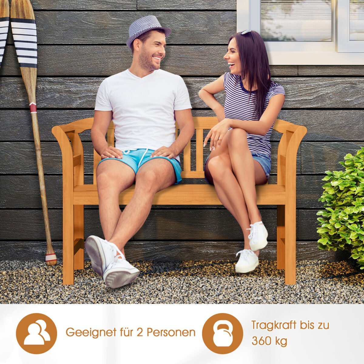 Dvivietis akacijos medienos sodo lauko suoliukas (Natūrali) – Paveikslėlis 4