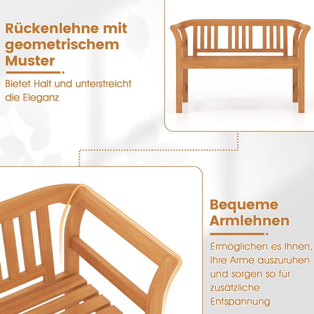 Dvivietis akacijos medienos sodo lauko suoliukas (Natūrali) – Paveikslėlis 5