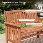 Dvivietis medinis sodo suoliukas su atramomis rankoms (Natūrali) – Paveikslėlis 3