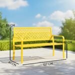 Dvivietis metalinis lauko suoliukas su geometriniu ir rūdims atspariu atlošu – Paveikslėlis 3