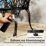 Dvivietis sodo suoliukas iš lieto aliuminio su tulpėmis ir gėlių raštu – Paveikslėlis 5
