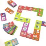 Edukacinis Montessori domino su gyvūnų ir transporto priemonių paveikslėliais
