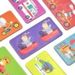 Edukacinis Montessori domino su gyvūnų ir transporto priemonių paveikslėliais