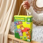 Edukacinis Montessori domino su gyvūnų ir transporto priemonių paveikslėliais