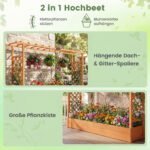 Eglės medienos pakeltas sodo lysvynas su atraminėmis grotelėmis ir pakabinamu stogu (Oranžinė) – Paveikslėlis 3