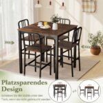 Erdvę taupantis aukšto stalo komplektas su 4 baro kėdėmis (Ruda) – Paveikslėlis 5