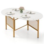 Erdvę taupantis sulankstomas valgomasis stalas su išskleidimo funkcija 6-8 asmenims (Auksinė)