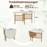 Erdvę taupantis sulankstomas valgomasis stalas su išskleidimo funkcija 6-8 asmenims (Auksinė) – Paveikslėlis 5