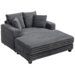 Erdvi dvivietė miegamoji sofa-šezlongas su puodelių laikikliais