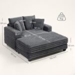 Erdvi dvivietė miegamoji sofa-šezlongas su puodelių laikikliais – Paveikslėlis 3