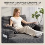 Erdvi dvivietė miegamoji sofa-šezlongas su puodelių laikikliais – Paveikslėlis 7