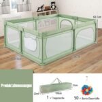 Erdvus kūdikių maniežas su kvėpuojančiu tinkleliu ir dviem durelėmis (Žalia) – Paveikslėlis 2