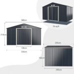 Erdvus metalinis sodo sandėliukas su 2 išplėtimo moduliais ir stumdomomis durimis (Pilka) – Paveikslėlis 2