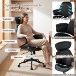 Ergonominė biuro kėdė su reguliuojamu atlošu ir galvos atrama (Juoda) – Paveikslėlis 4