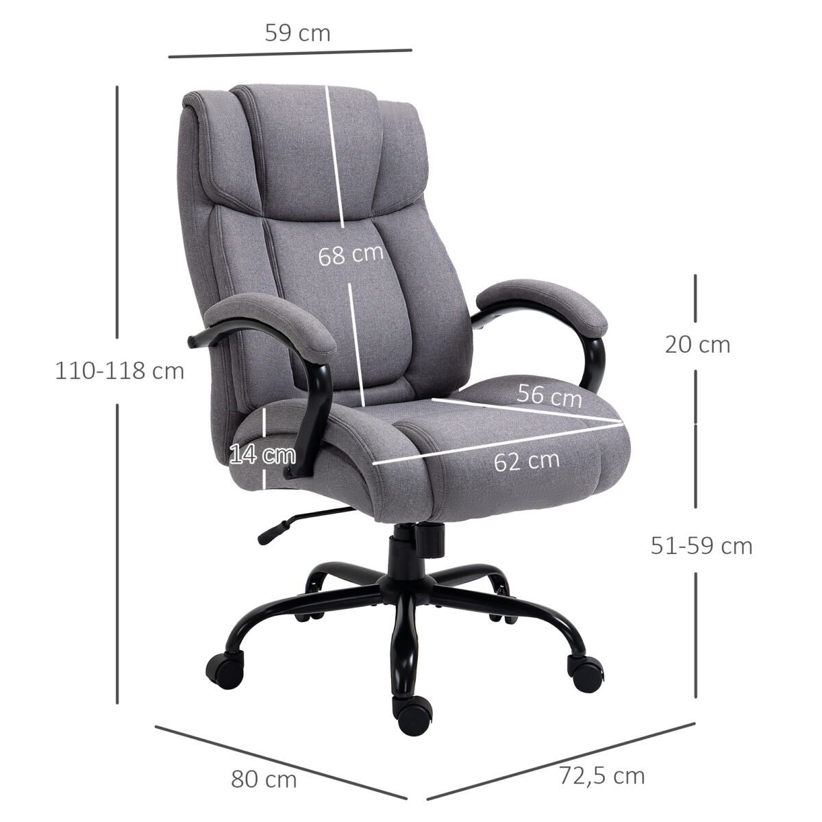 Ergonominė vadovo kėdė su iki 220 kg apkrova, plačia sėdyne ir supimo funkcija – Paveikslėlis 3