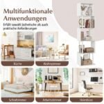 Geometrinė 5 aukštų knygų lentyna su metaliniu rėmu ir apsauga nuo apvirtimo (Balta) – Paveikslėlis 5