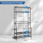 Golfo įrangos stovas-organizatorius su ratukais ir krepšiais (Juoda) – Paveikslėlis 2