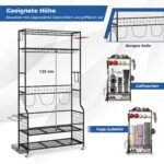 Golfo įrangos stovas-organizatorius su ratukais ir krepšiais (Juoda) – Paveikslėlis 5
