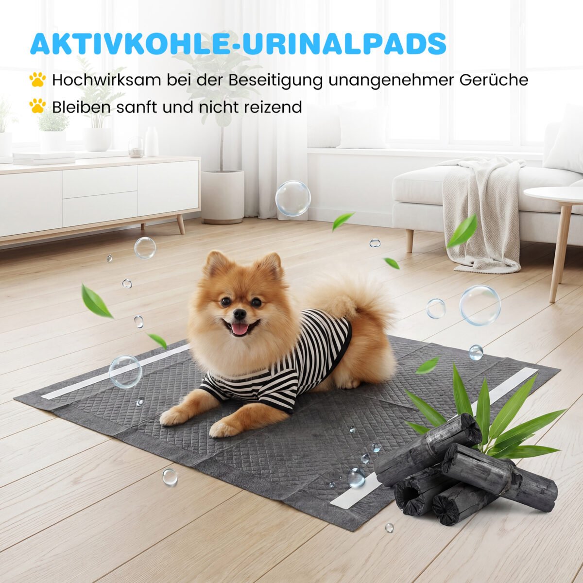 Greitai džiūstantys 6 sluoksnių šunų vystyklai su aktyvuota anglimi (Juoda) – Paveikslėlis 5