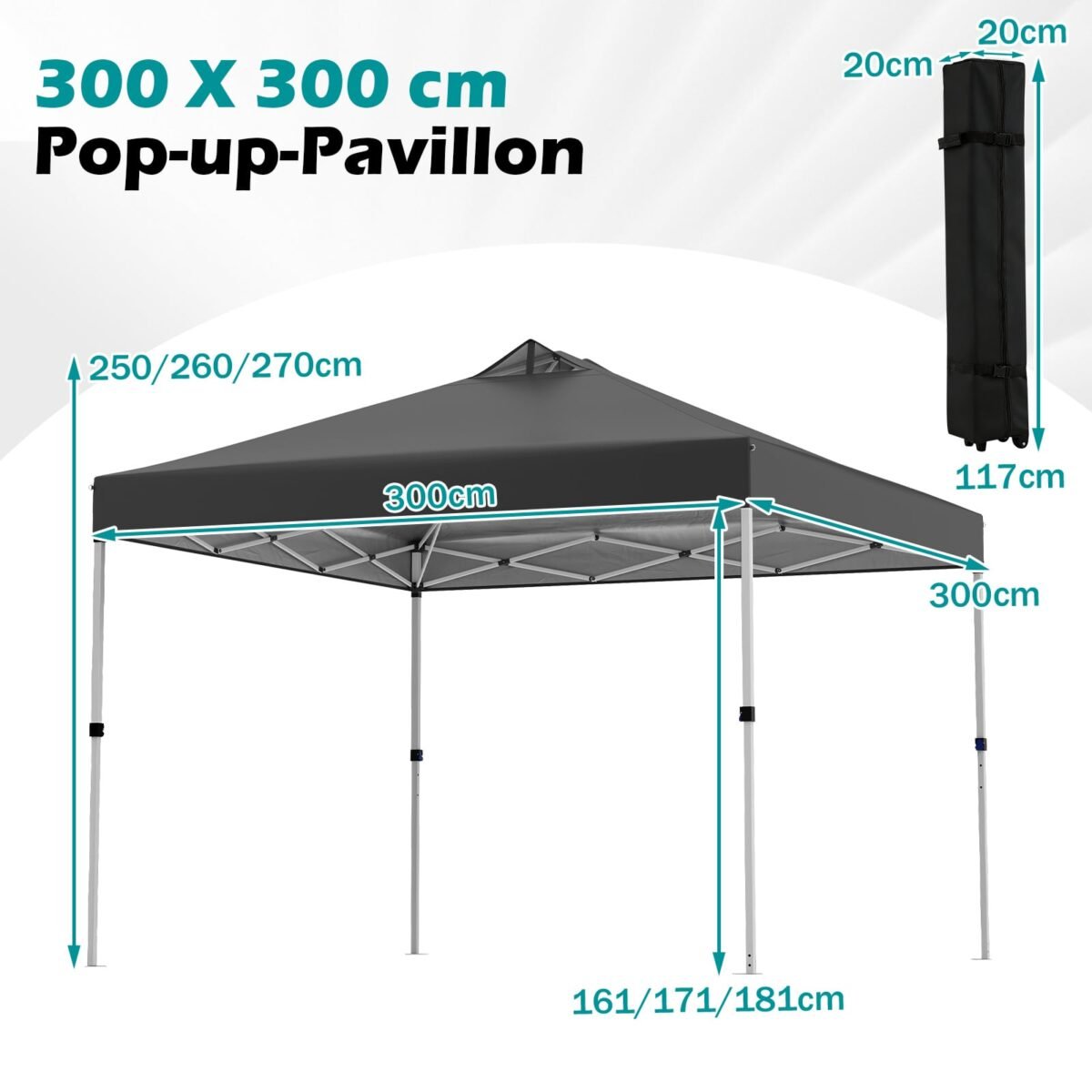 Greitai surenkamas sodo paviljonas 3 x 3 m (Juoda) – Paveikslėlis 2