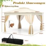 Greito surinkimo dvigubo stogo pavėsinė su tinkleliu nuo vabzdžių (Smėlio spalva) – Paveikslėlis 2