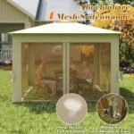 Greito surinkimo dvigubo stogo pavėsinė su tinkleliu nuo vabzdžių (Smėlio spalva) – Paveikslėlis 3