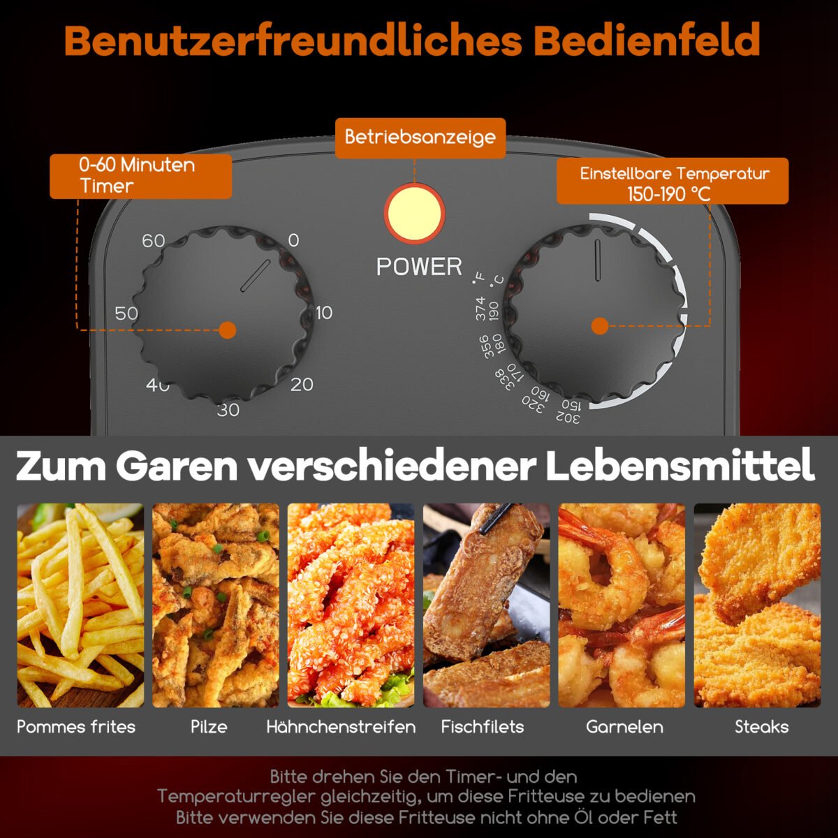 Gruzdintuvė su 2000 W galia ir 3 l talpa (Juoda)