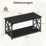 Industrinio stiliaus dviejų lygių kavos staliukas su atvira lentyna (Juoda) – Paveikslėlis 2