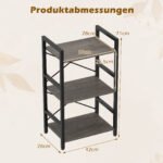 Industrinio stiliaus pastatoma 3 aukštų lentyna su metaliniu rėmu (Pilka) – Paveikslėlis 2