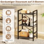 Industrinio stiliaus pastatoma 3 aukštų lentyna su metaliniu rėmu (Pilka) – Paveikslėlis 3