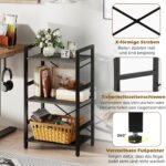 Industrinio stiliaus pastatoma 3 aukštų lentyna su metaliniu rėmu (Pilka) – Paveikslėlis 5