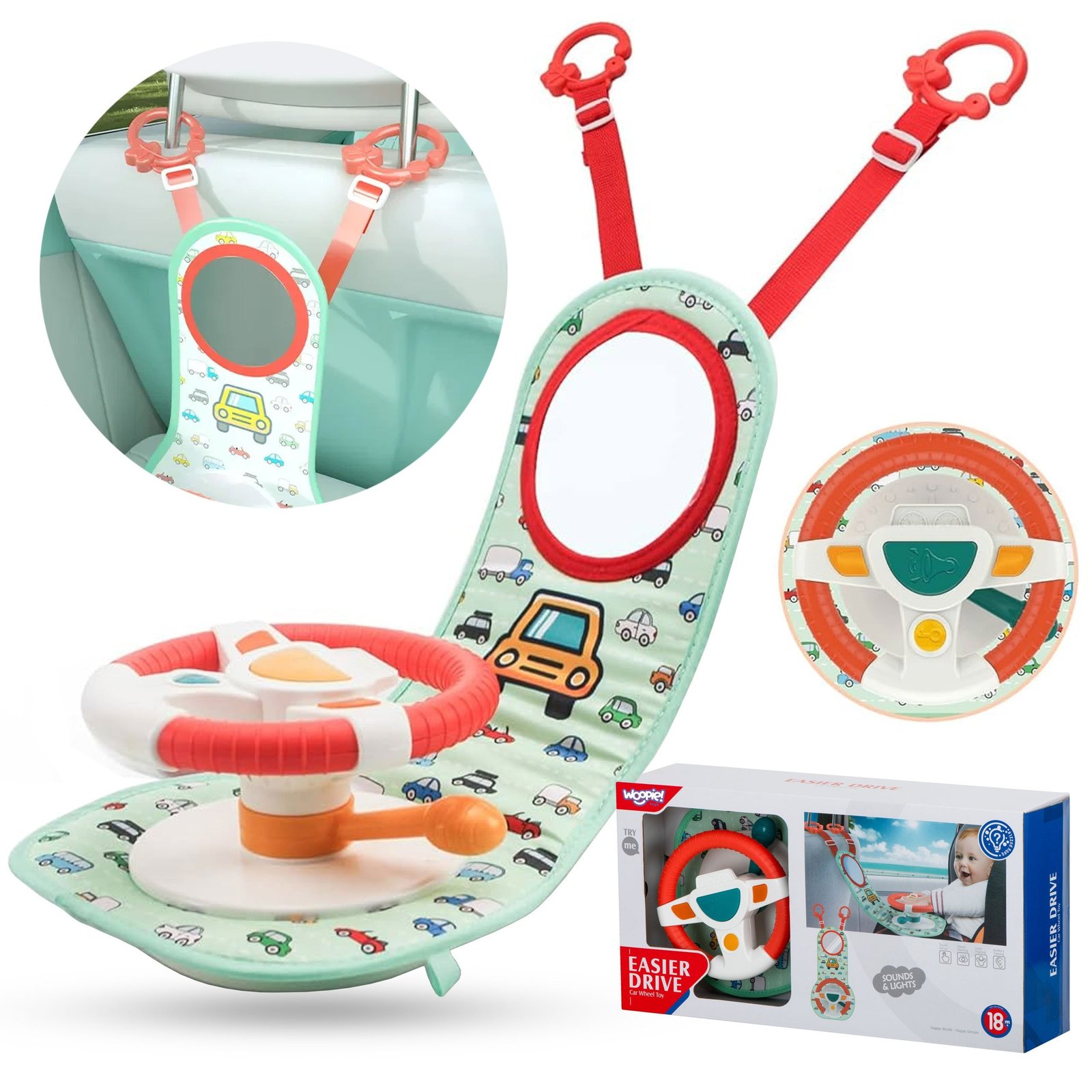 Interaktyvus vaikiškas automobilio vairas su garsais ir šviesomis