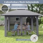 Išskleidžiamas paviljonas su tinklinėmis sienomis ir dvigubu stogu (Pilka) – Paveikslėlis 3