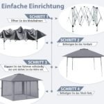 Išskleidžiamas paviljonas su tinklinėmis sienomis ir dvigubu stogu (Pilka) – Paveikslėlis 5