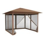 Išskleidžiamas reguliuojamo aukščio paviljonas su tinkleliu nuo uodų (Ruda)