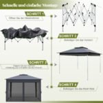 Iššokanti sodo pavėsinė su dvigubu stogu ir tinkleliais nuo vabzdžių (Pilka) – Paveikslėlis 5