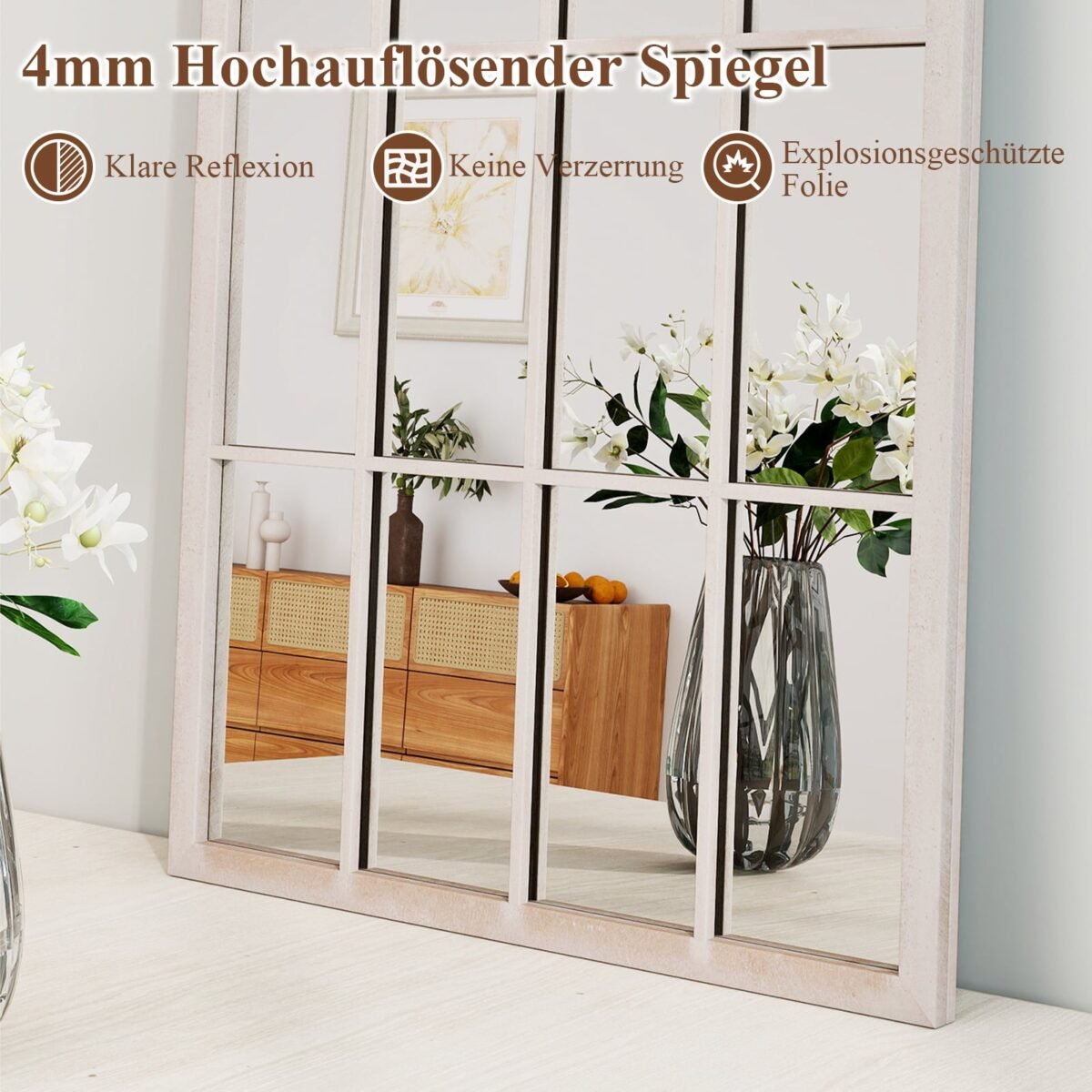 Kaimiško stiliaus sieninis arkinis veidrodis su metaliniu rėmu (Pilka)