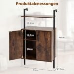 Keturių aukštų sieninė lentyna su spintele ir atviromis lentynomis (Rusvai ruda) – Paveikslėlis 2