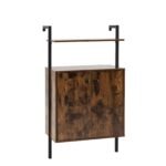 Keturių Aukštų Sieninė Lentyna su Spintele ir Atviromis Lentynomis (Rusvai ruda)