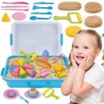 Kinetinio smėlio maisto gaminimo rinkinys su staliuku ir formelėmis