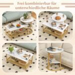 Kombinuojamas kavos staliukų komplektas su dirbtinio marmuro stalviršiu (Balta)