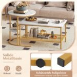 Kombinuojamas kavos staliukų komplektas su dirbtinio marmuro stalviršiu (Balta) – Paveikslėlis 2