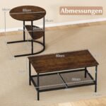 Kombinuojamas kavos staliukų komplektas su dirbtinio marmuro stalviršiu (Ruda) – Paveikslėlis 2