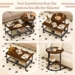 Kombinuojamas kavos staliukų komplektas su dirbtinio marmuro stalviršiu (Ruda) – Paveikslėlis 3