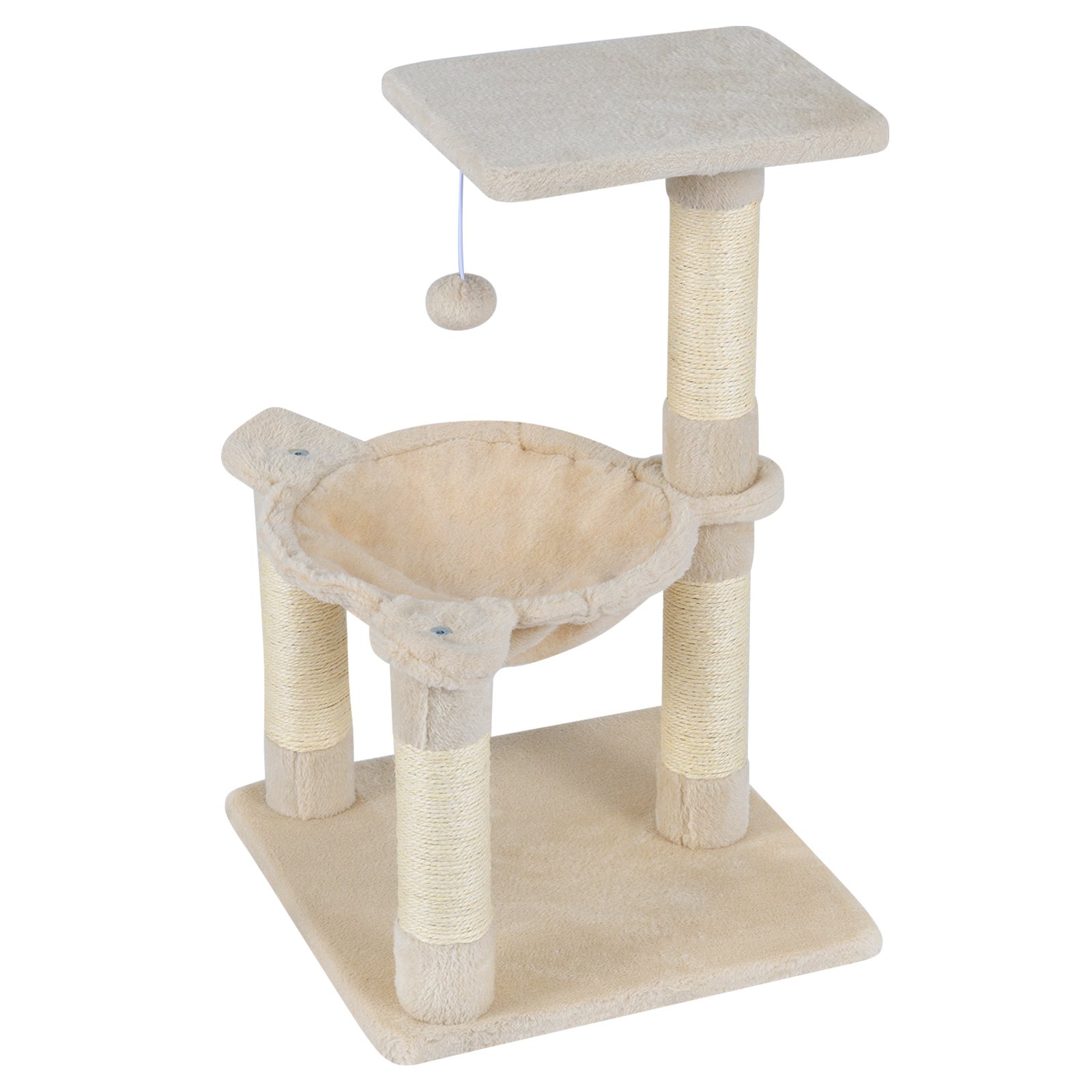Kompaktiška kačių draskyklė su sisalio stulpais ir jaukiu hamaku (Smėlio)